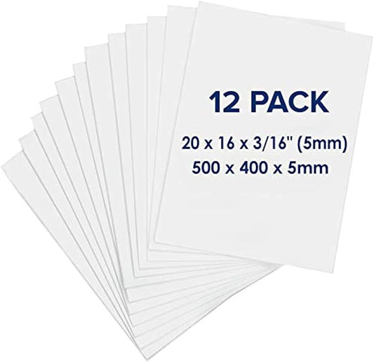 Foam Board 16 x 20 x 3/16", Foam Core Board Sheets, Acid Free Foamboard