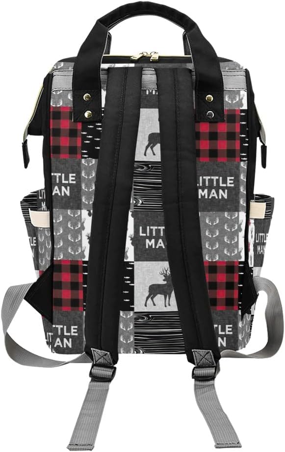 Antler Red Woodland Plaid Diaper Bags with Name Waterproof Mummy Backpack Nappy Nursing Baby Bags Gifts Tote Bag for Women