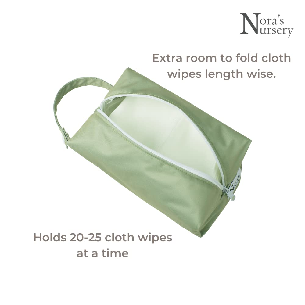 Nora's Nursery Reusable Baby Wipes, 100% Cotton Washcloths, Soft and Absorbent Towels for Newborn Bath and Face, Includes 20 Wipes with 1 Waterproof Pod for On-The-Go Moms, Ideal for Sensitive Skin