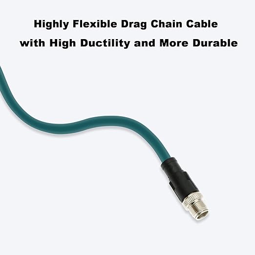 Alvin's Cables M12 8 Pin Male to RJ45 Shielded Ethernet Cable M12 X Coded 8 Position Cat6a Cable for Cognex Industrial Camera 15M/49.2ft