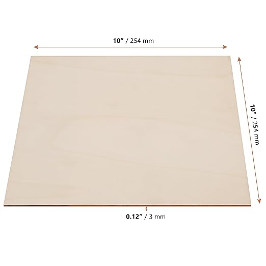 LEXININ 20 Pack 10 x 10 x 1/8 Inch Square Wood Sheets, 3mm Craft Wood Plywood