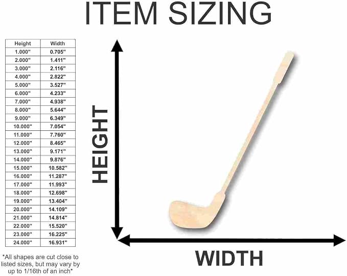 Unfinished Wood Golf Club Shape Sporting Craft up to 46" DIY 7" / 1/2"