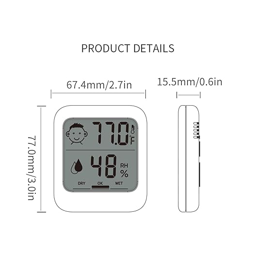 Digital Thermometer and Hygrometer with Comfort Face Display, Hygrometer, Stand, Magnet, Hanging, Simple, Infectious Disease Prevention, Heat Stroke Prevention (Simple, No Clock)