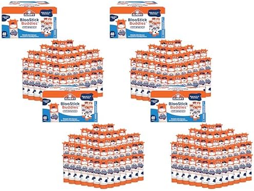 Elmer's BlooStick Buddies Glue Sticks, Disappearing Blue Glue Stick, Anti-Roll