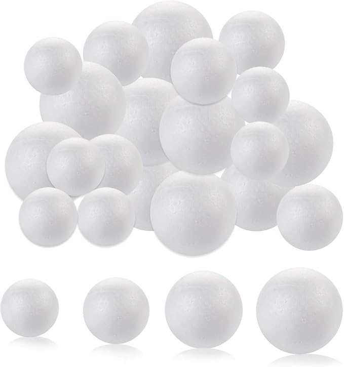 DIYASY 20pcs White Foam Balls 2-3 inch Foam Polystyrene Craft Balls