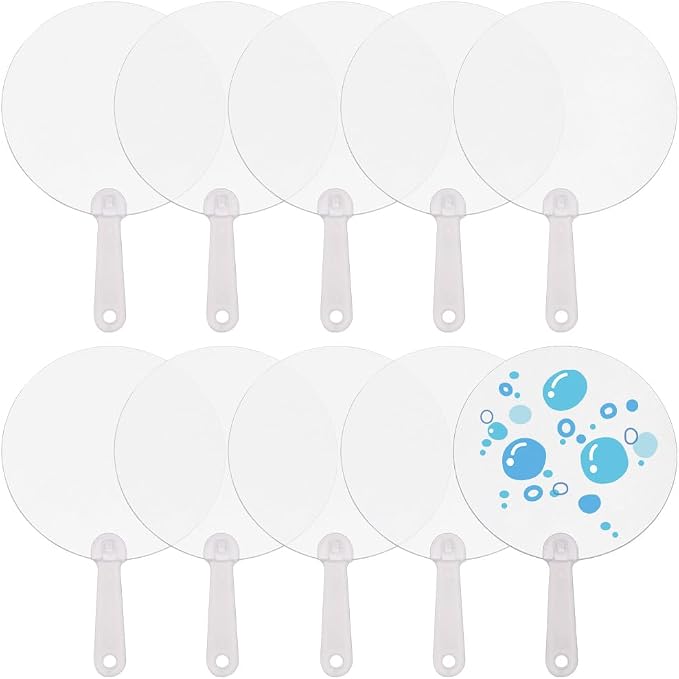 50Pcs Small Fan Blanks Round Plastic Hand Fan Bulk Summer Clear Transparent