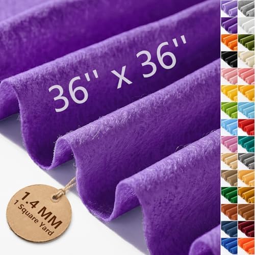 Purple Felt Fabric 36'' X 36'', 1.4mm Large Felt Sheets Soft Durable Crafts