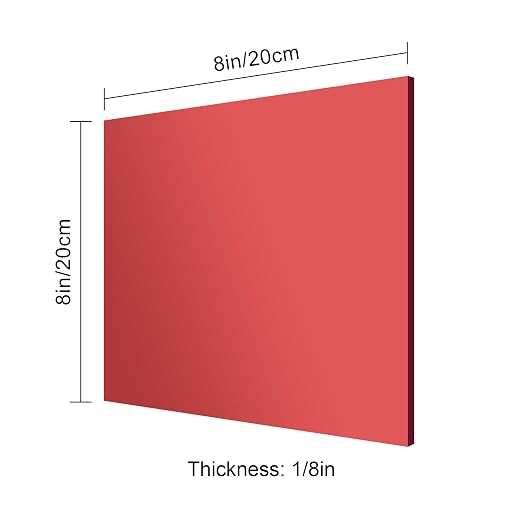 8x8 Inches Deep Red Mirror Acrylic Sheet – 2 Pcs Reflective Acrylic Panel