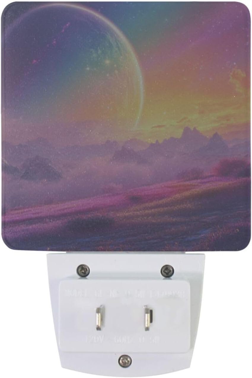 Aslsiy Night Light for Kids Rainbow Fantasy Universe (7) Plug in Wall Lamp LED Dusk to Dawn Sensor Energy Saving Nightlight for Boys Girls Men Women