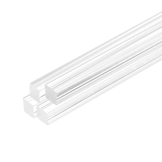 MECCANIXITY 4pcs Acrylic Square Rods 3/8" x 10" Clear Acrylic Dowel Rods Sticks