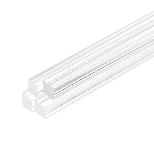 MECCANIXITY 4pcs Acrylic Square Rods 1/2" x 12" Clear Acrylic Dowel Rods Sticks