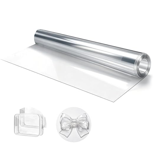 Clear Vinyl for Sewing, Transparent PVC Vinyl roll 12" x 48", 0.4mm Clear Vinyl