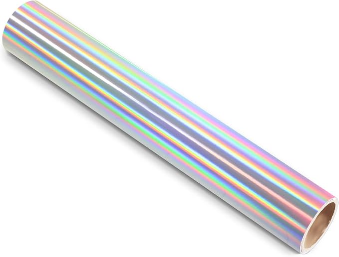 TECKWRAP Glossy Rainbow Holographic Silver Chrome Vinyl Bubble Free Permanent