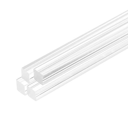 MECCANIXITY 4pcs Acrylic Square Rods 5/16" x 12" Clear Acrylic Dowel Rods