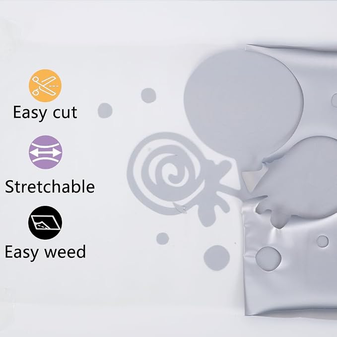 guangyintong Heat Transfer Vinyl Gray HTV Rolls, Matte Surface PU Material
