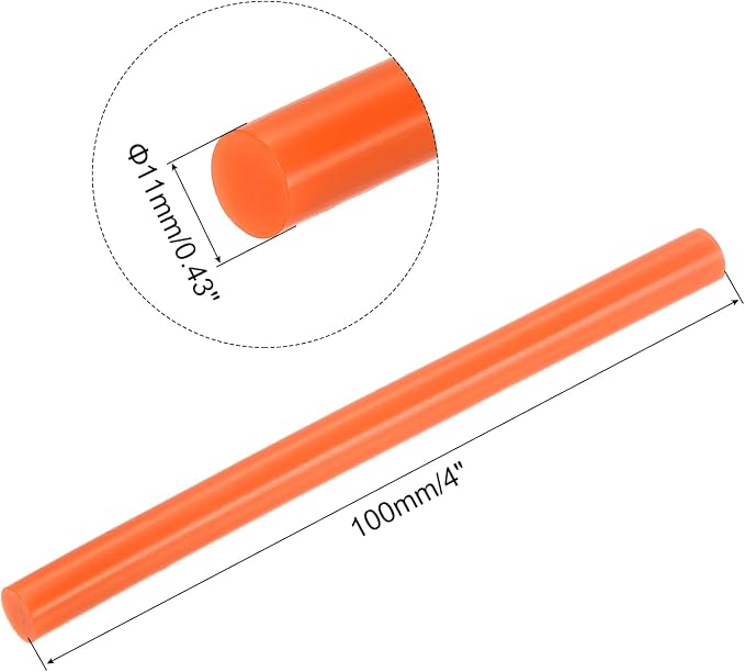 uxcell Mini Hot Glue Sticks for Glue Gun 11mm x 100mm Bright Orange 12pcs
