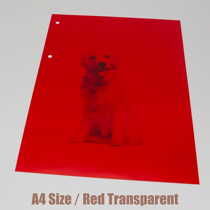 10-Pack A4 Colored PVC Flexible Plastic Sheets, 0.3mm Red Transparent Film