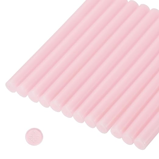 MECCANIXITY 12 Pcs Pink Cylinder Sealing Wax Stick Glue Gun Wax Seal Rod Craft