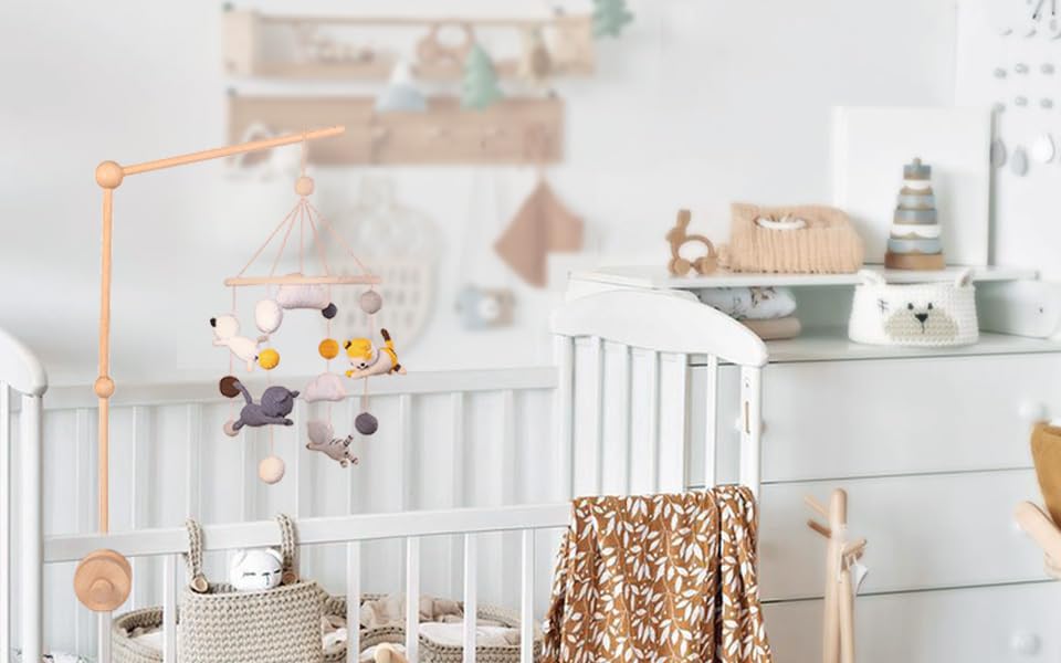 Baby Crib Mobile Arm,VKP Wooden Mobile Arm for Crib Mobile Hanger for Crib Baby Girl Nursery Decor (Wood)