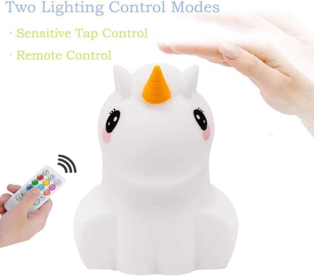 Night Light, Big Size Night Light for Kids, Bedside Multicolor Lamp for Children, Remote&Touch Control, Break Resistant, Adjustable Brightness & Color, Timing Function - Large Unicorn