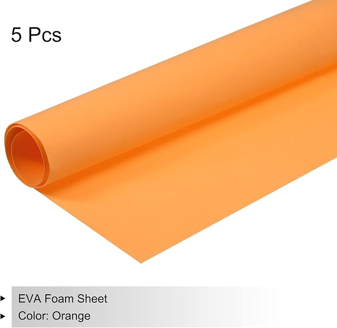 MECCANIXITY EVA Foam Sheets Orange 19.7 Inch x 17.7 Inch 0.8mm Thick Crafts