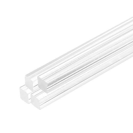 MECCANIXITY 4pcs Acrylic Square Rods 19/32" x 12" Clear Acrylic Dowel Rods