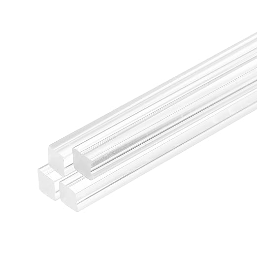 MECCANIXITY 4pcs Acrylic Square Rods 1/4" x 14" Clear Acrylic Dowel Rods Sticks
