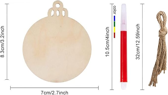 Artmag 50pcs Christmas Unfinished Wood Wooden DIY Ornaments Blank Round Wood