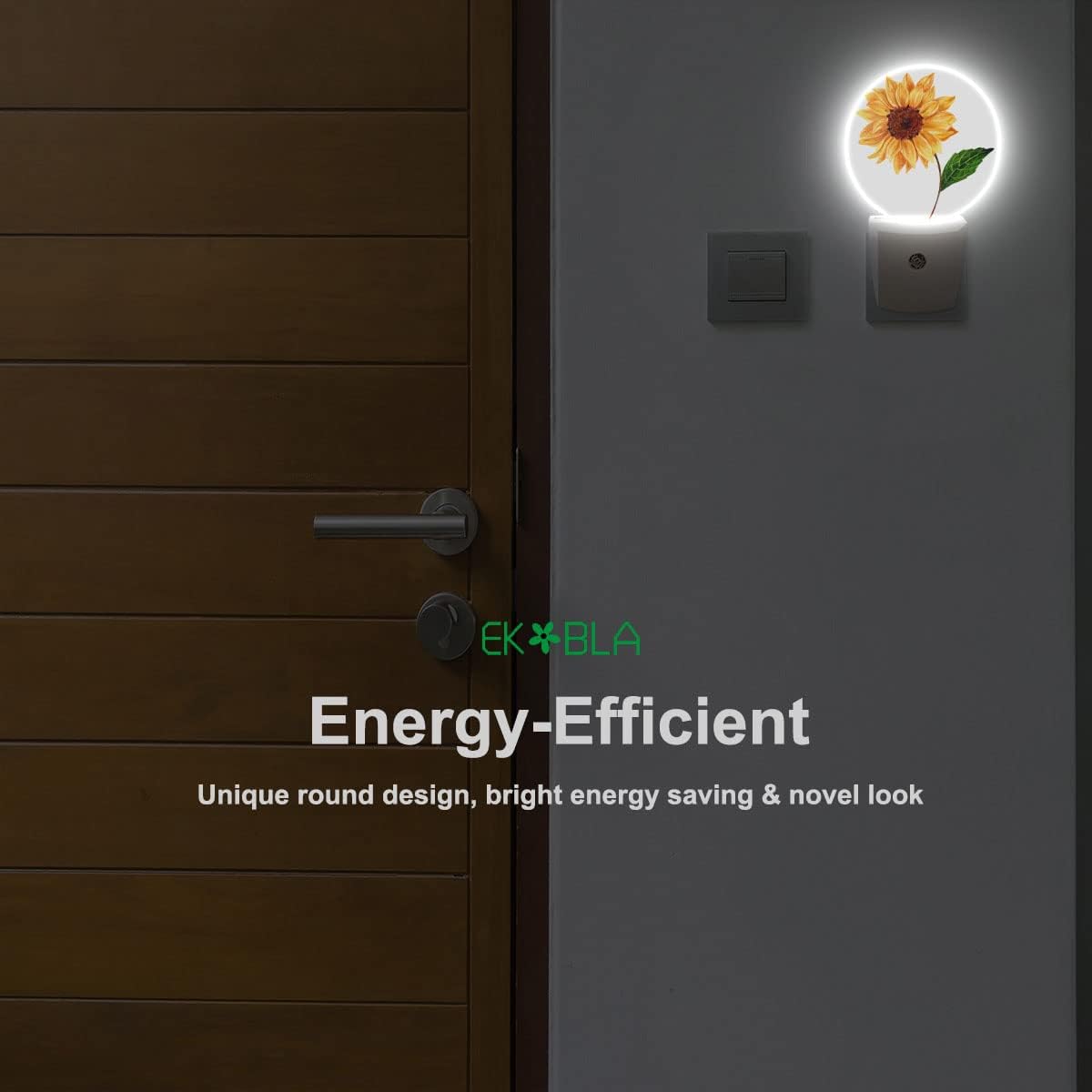 EKOBLA Spring Sunflower Night Lights Plug into Wall Happy Sunflower Green Leaf Night Light Bedroom Decor for Boys Girls Grandma Grandpa Dusk to Dawn Sensor LED Lamp Home Wall Decor
