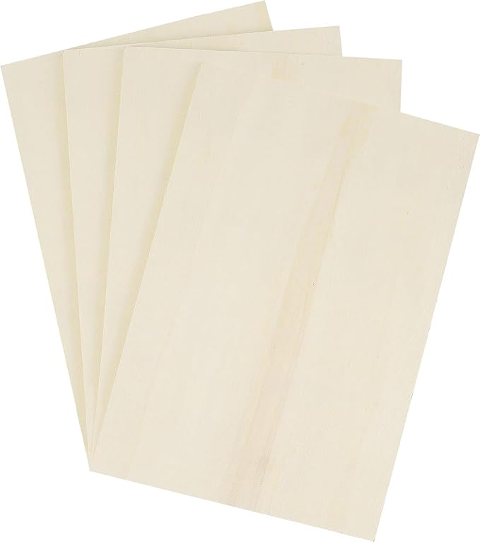 4 Pack Basswood Sheets Rectangle Unfinished Plywood Slices