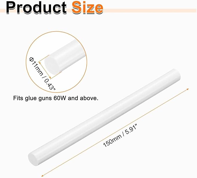 HARFINGTON 10pcs Hot Glue Sticks 0.43" Dia x 5.91" Long EVA Mini Hot Melt