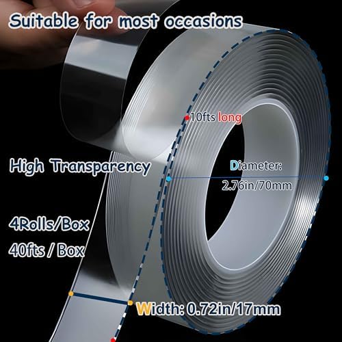 Valley'sYuMiao 4Rolls, Nano Double Sided Mountinging Tape, Adhesive-self Heavy