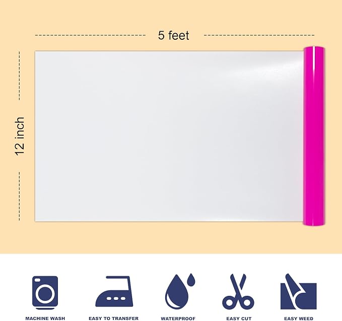 Puff Heat Transfer Vinyl, 12in X 5ft Iron on