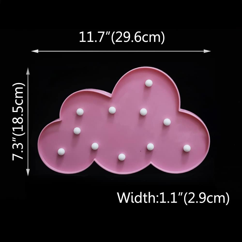 LED Cloud Marquee Signs, Light Up Cloud Decorative Signs Hanging Hole Nursery Room Night Light for Baby Shower, Party Supply, Christmas Decor-Pink