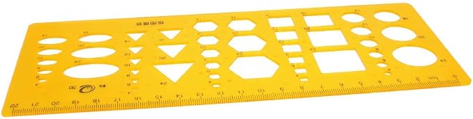 Utoolmart Plastic Drawing Templates Yellow Measuring Rulers Geometric Templates