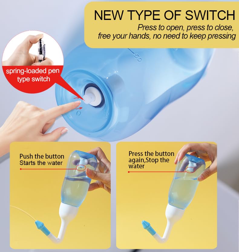 YUECIOIY Nasal Cleaning Bottle Sinus Rinse Bottle Cleaner Pressure Irrigation Net Pot with Sticker Temperature Gauge, Suitable for Adults and Children 240ml with 20 Nasal Cleaning Saltpacks