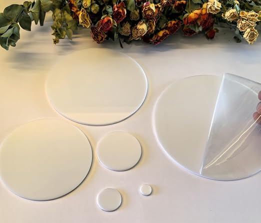 Set of 20 White Acrylic Discs, 1/8" Thick Round White Circle Blanks 1" Diameter