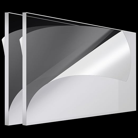 Roowest 2 Pcs 18 x 36 Inch, 1/4 Inch Thick Clear Acrylic Sheets Plastic Panels
