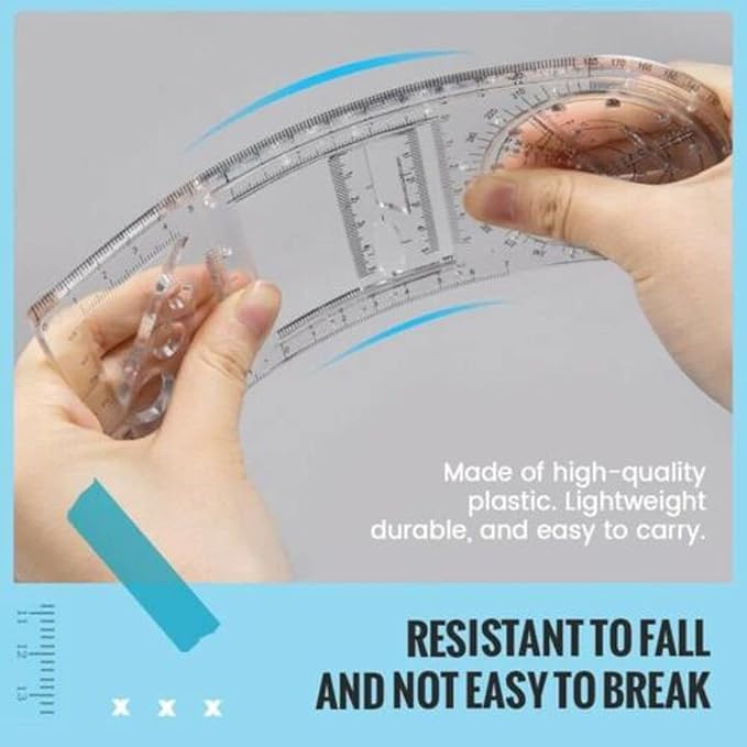 1PCS Multifunctional Geometric Ruler Geometric Drawing Template Measuring Tool