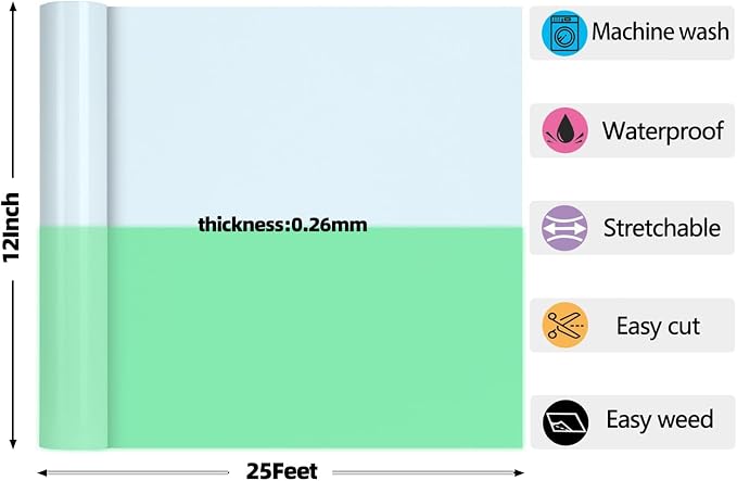 guangyintong Glow in The Dark Heat Transfer Vinyl Green 12" x 25ft | Luminous