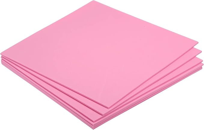 MECCANIXITY EVA Foam Sheets Pink 9.8 Inch x 9.8 Inch 3mm Thick Crafts Foam