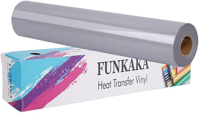 FUNKAKA Gray HTV Heat Transfer Vinyl Rolls, Adhesive HTV Vinyl