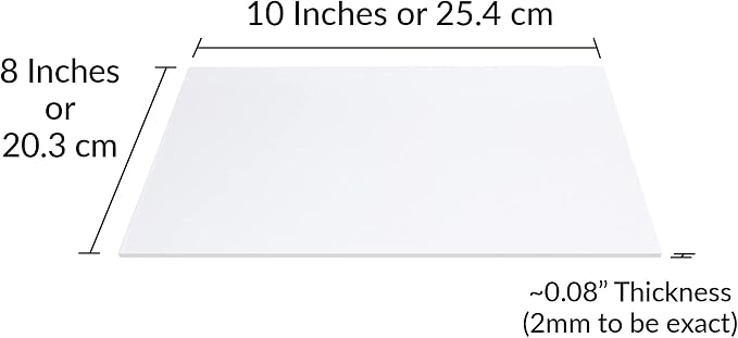 SimbaLux Acrylic Sheet Clear Cast Plexiglass 8”x10” 0.08” Thick 2mm, 5 Pack |