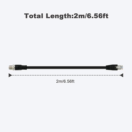 Alvin's Cables Ethernet Cable in-Sight 8200 and 8400 Series CCB-84901-2001-02 M12 X-Coded to RJ45 Industrial Camera Shielded Cord IP67 Waterproof 6.5ft/2M