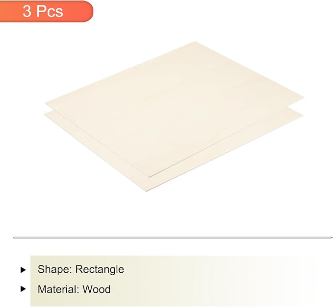 MECCANIXITY 3pcs Basswood Sheets 12 x 12 x 5/32 Inch Unfinished Wood Boards