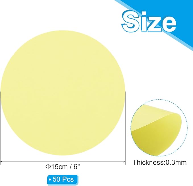 PATIKIL 6inch Circle Card Stock, Light Yellow