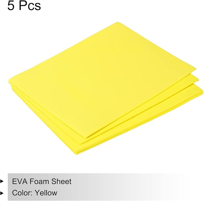 MECCANIXITY EVA Foam Sheets Yellow 7.6 Inch x 5.9 Inch 2mm Thickness