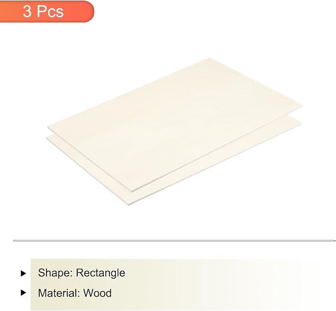 MECCANIXITY 3pcs Basswood Sheets 4 x 12 x 3/16 Inch Unfinished Wood Boards