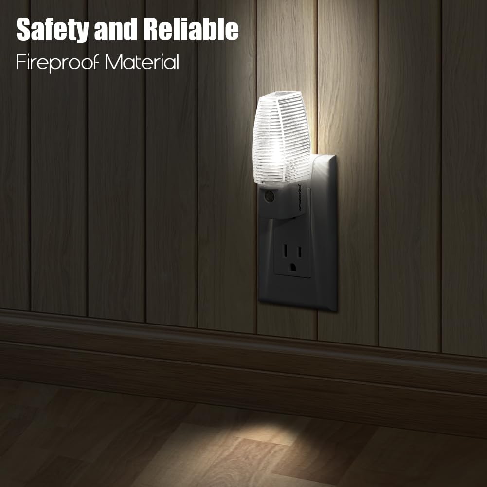 Emotionlite Plug in Night Light, Neutral White LED Nightlight, Dusk to Dawn Sensor, Kids, Nursery, Bedroom, Bathroom,Hallway, Stairs, Kitchen, 4 Pack