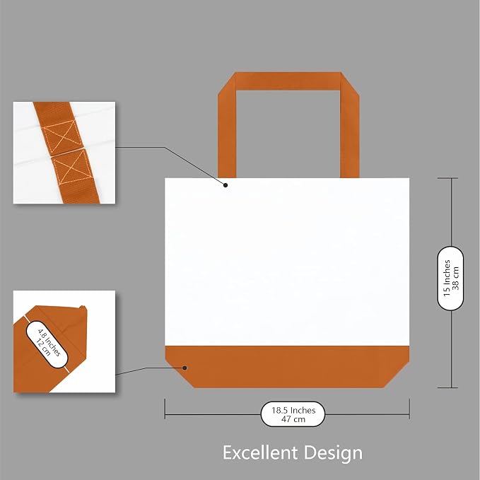 TOPDesign 1-Pack Super Strong Large 12oz Cotton Canvas Tote Bag, Reusable